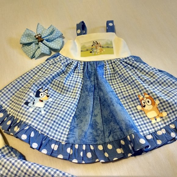 Bluey & Bingo My Doll & Me Matching Twirl Dresses & Hairbows - Picture 3 of 6